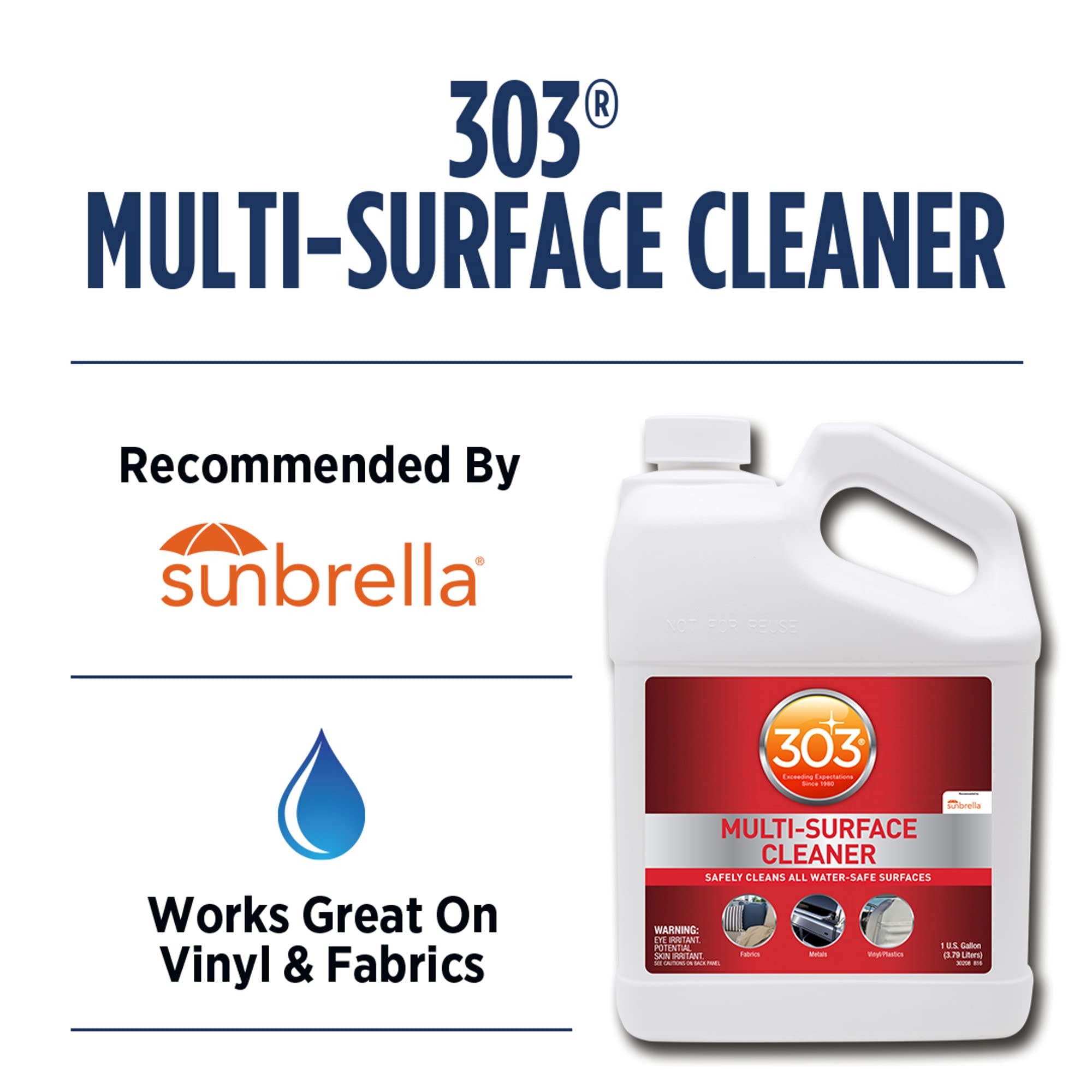 303 Products Multi-Surface Cleaner - Safely Cleans All Water Safe Surfaces, Including All Types Of Fabric And Vinyl, Rinses Resi