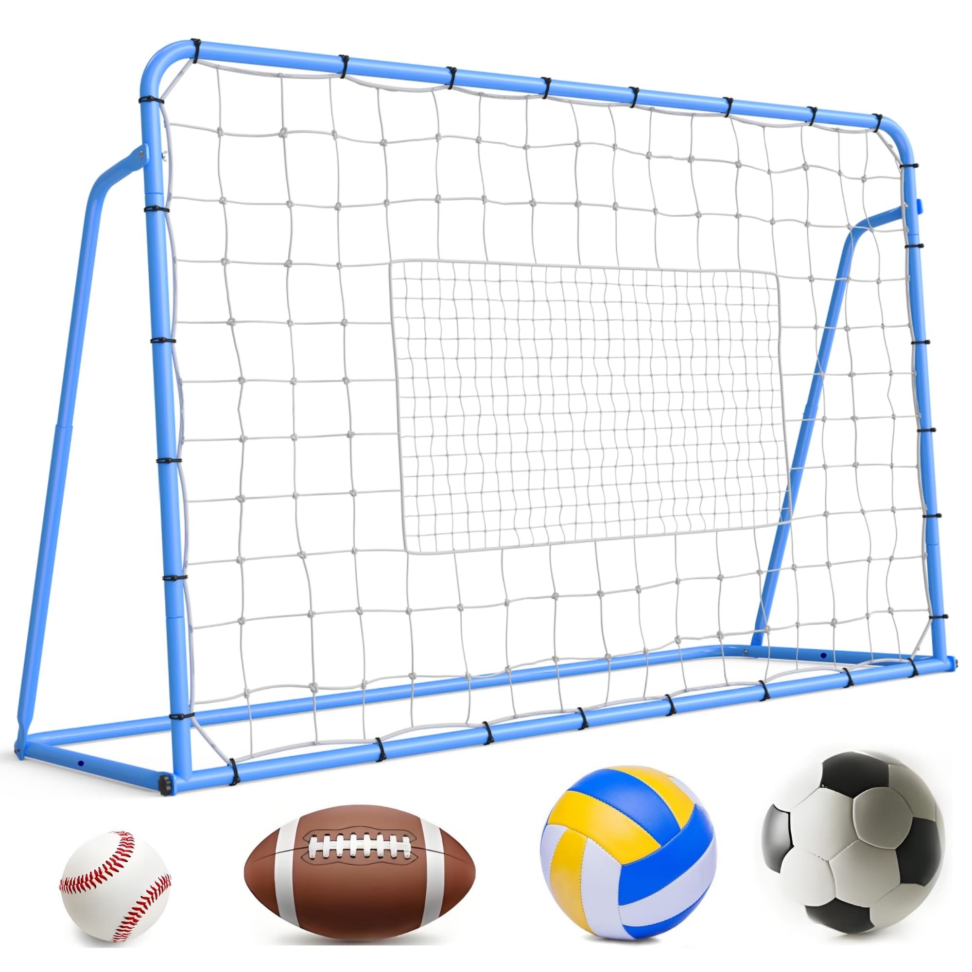 4/6 x 4/5 Ft Adjustable Multi-Sport Rebounder Net for Soccer, Baseball, Volleyball and Softball, Training Net for Passing, Throw