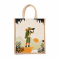 Sangra Multicolor Jute Bag For Women And Men Lunch Bag With Zip And Handle (Adventure)