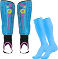 Blossom Soccer Shin Guards for Kids & Adult with One Pair of Socks - Blue - Vizari Sports