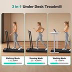 MoonFox Walking Pad Treadmill, 3 in 1 Under Desk Treadmill for Home Office w/2.5HP Motor/4.0MPH/45dB, Walking Pad w/Safety Handl