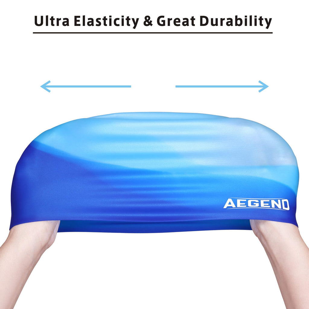 Aegend Kids Swim Cap (Age 4-8), 2 Pack, Blue & Pink