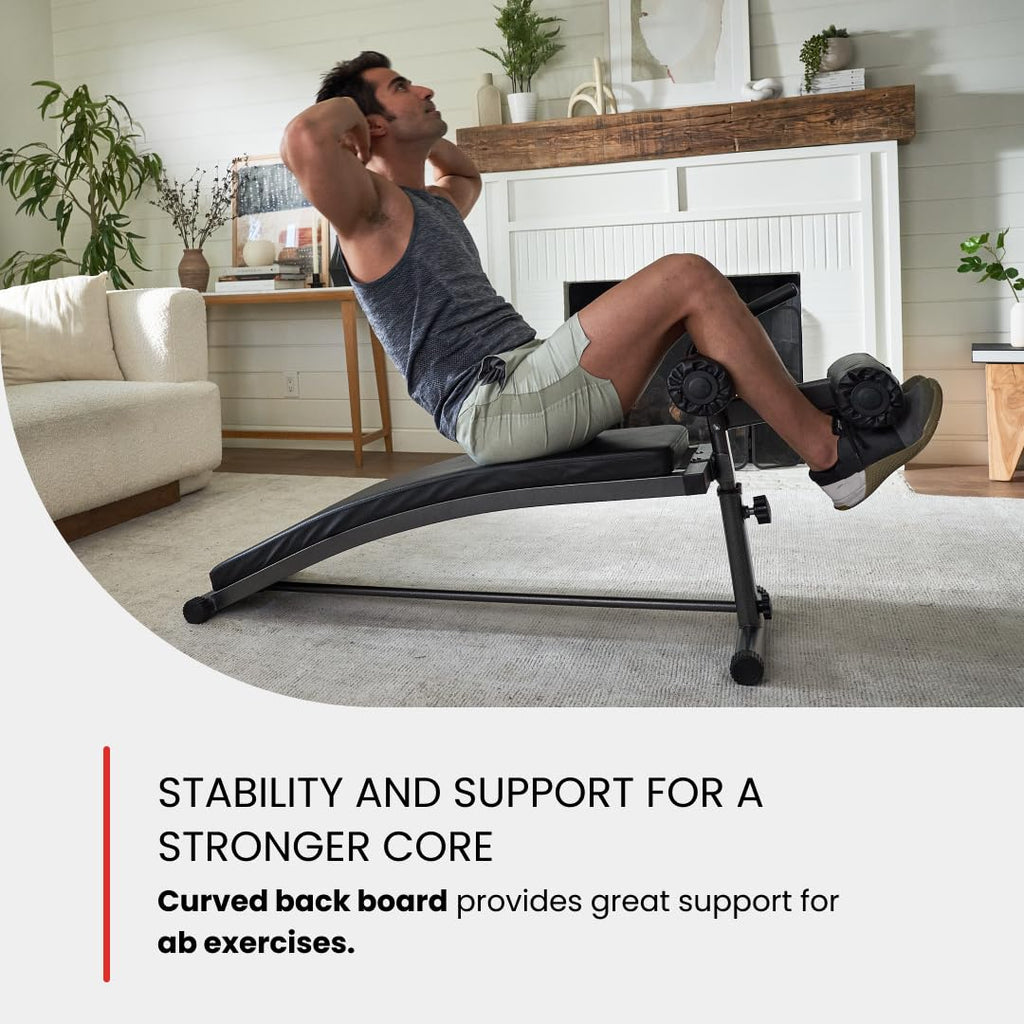 Finer Form Gym-Quality Sit Up Bench With Reverse Crunch Handle - Solid Ab Workout Equipment For Your Home Gym. More Effective Th