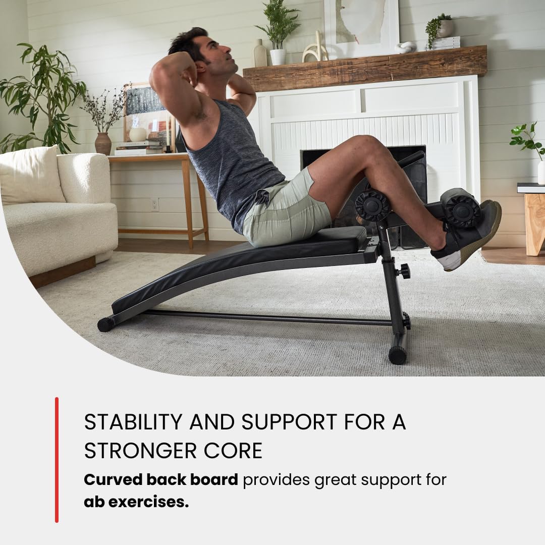 Finer Form Gym-Quality Sit Up Bench With Reverse Crunch Handle - Solid Ab Workout Equipment For Your Home Gym. More Effective Th