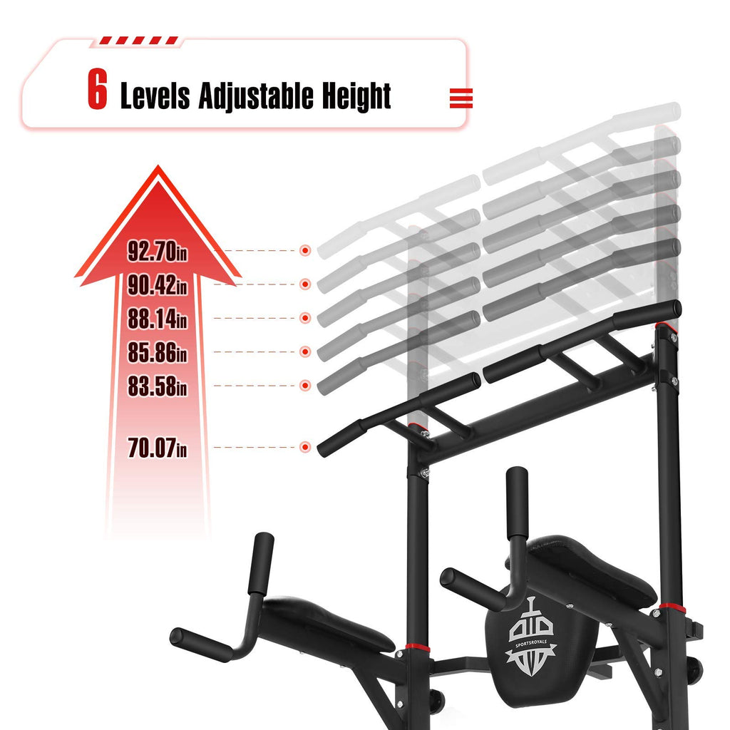 Sportsroyals Power Tower Pull Up Dip Station Adjustable Multi-Function Home Gym Strength Training Fitness Equipment Newer Versio