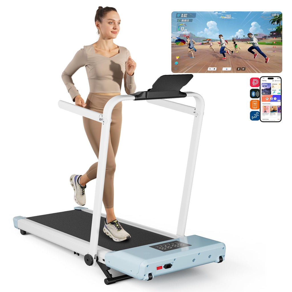 Walking Pad Treadmill With Handle Bar, 3.0Hp Small Foldable Treadmills For Home With App Remote Control And Led Display, 7.5Mph