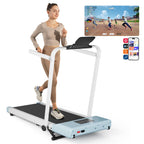 Walking Pad Treadmill With Handle Bar, 3.0Hp Small Foldable Treadmills For Home With App Remote Control And Led Display, 7.5Mph