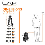 CAP Barbell 150 LB Coated Hex Dumbbell with Tinted Handle Weight Set and Vertical Rack