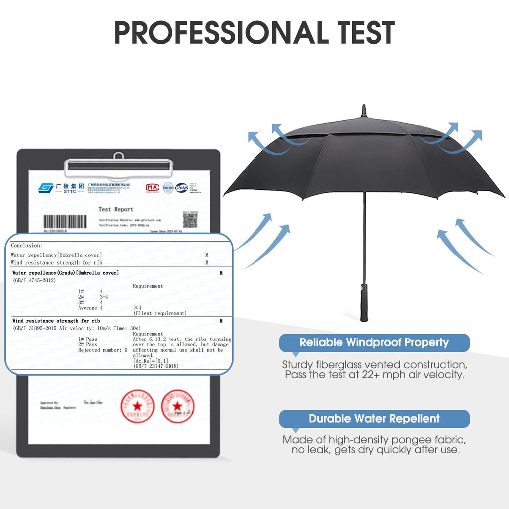 G4Free 68 Inch Automatic Open Golf Umbrella Extra Large Oversize Double Canopy Vented Windproof Waterproof Stick Umbrellas(Black
