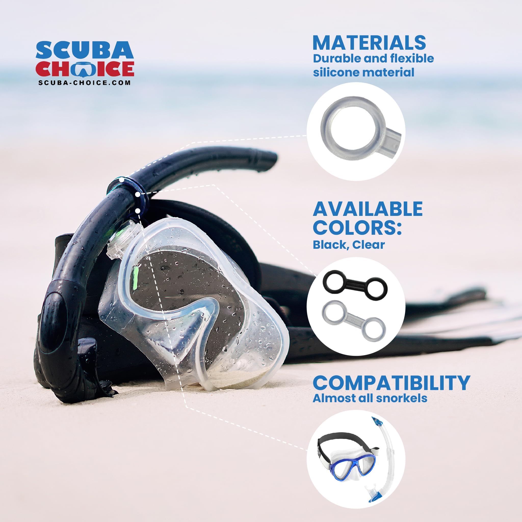 Scuba Choice Scuba Diving Snorkeling Silicone Snorkel Keeper, Black