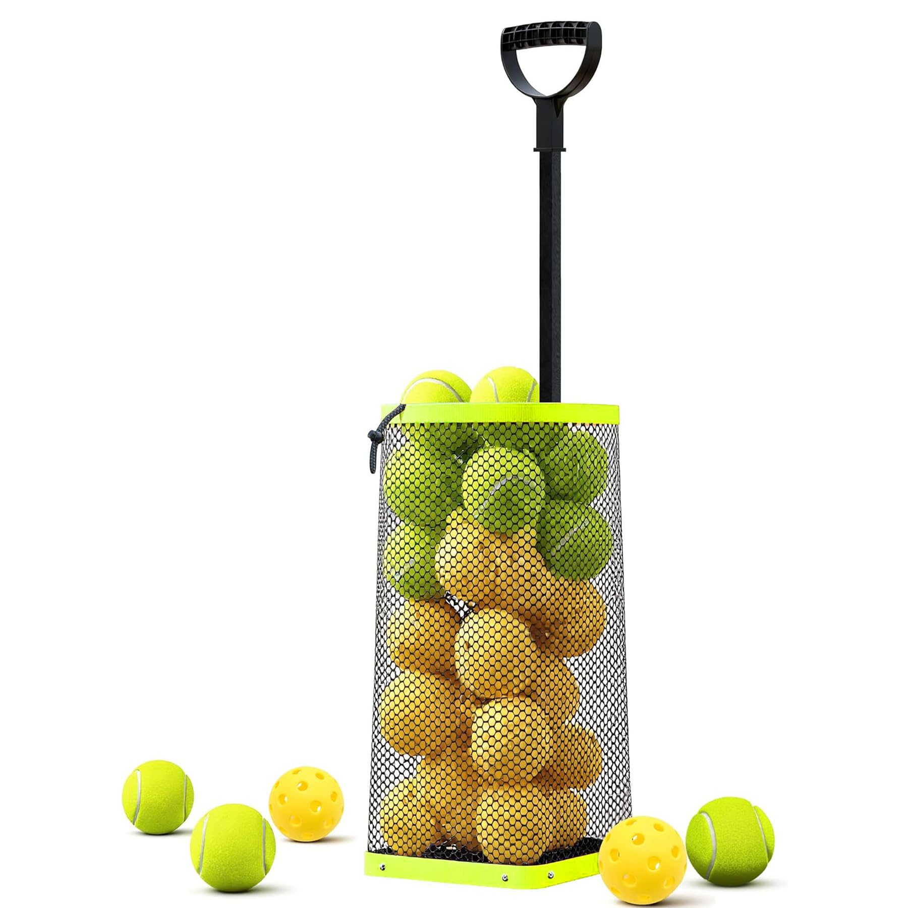 Lineslife Tennis Ball Hopper,Lightweight Pickleball Picker Upper, Holds 50+ Tennis & 40+ Pickleballs, Portable and Adjustable He
