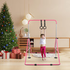 Beeyeo Gymnastics Bar, Expandable Horizontal Bars With Rings, Gymnastics Training Bar Indoor Gym Equipment For Kids Grip Trainin