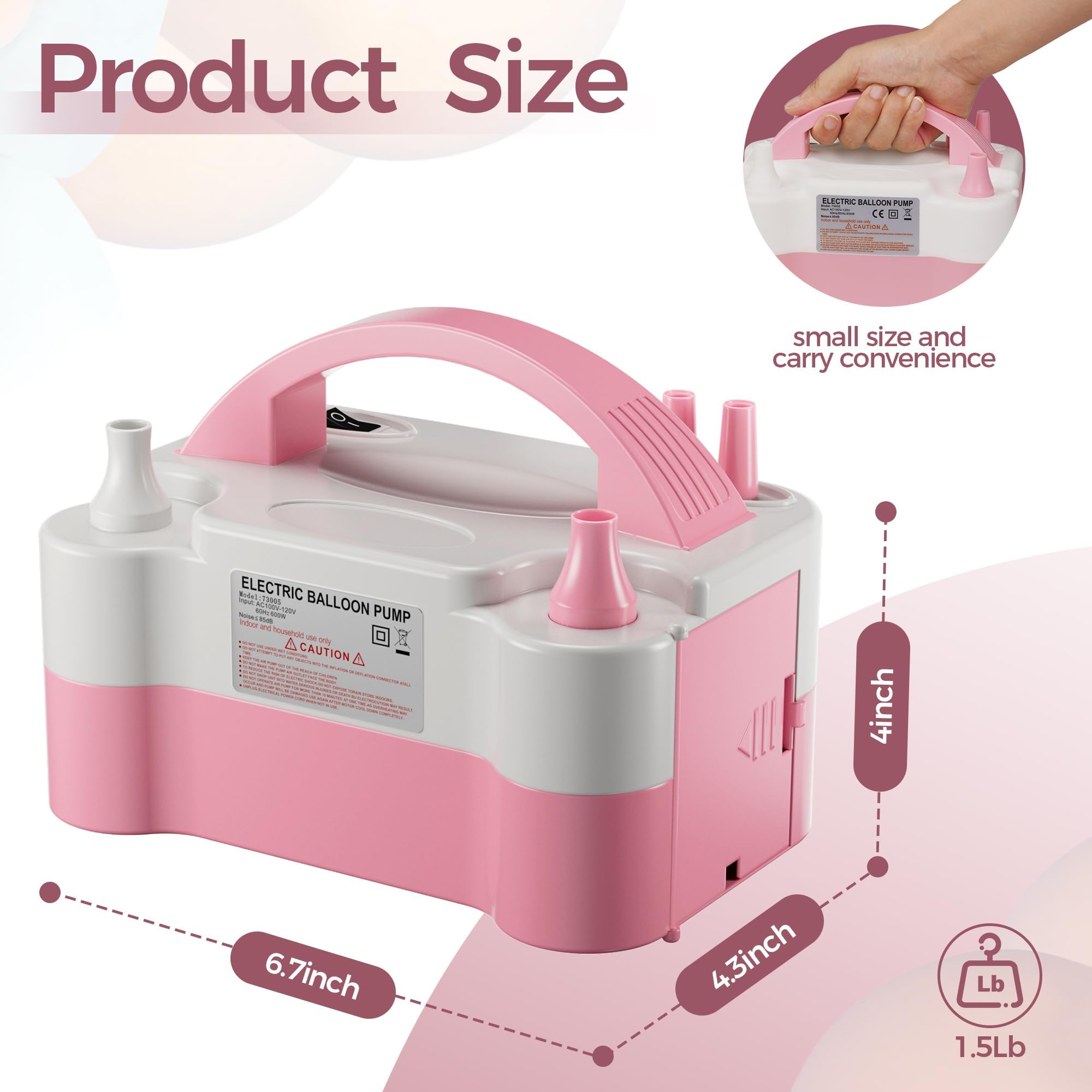 DECOCKRAT Balloon Pump - Electric Dual Nozzle Air Pump for Balloon, Portable Balloon Blower Save Time and Effort, Balloon Inflat