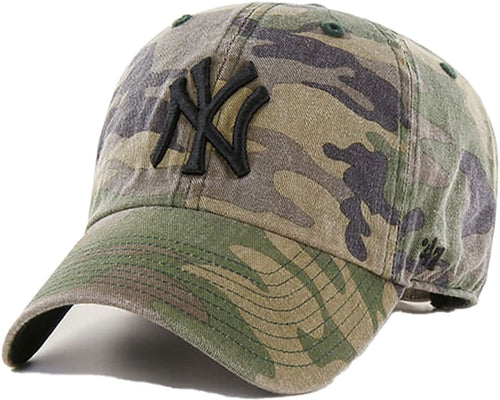 '47 New York Yankees Adjustable Cap Clean Up Mlb, Camo Black, One Size