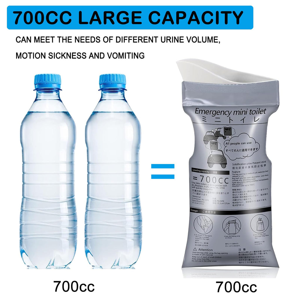 Moodooy Disposable Urinal Bags, 20 Pack Emergency Urine Bags, Portable Camping Pee Bags, Travel Pee Bags, Traffic Jam Emergency