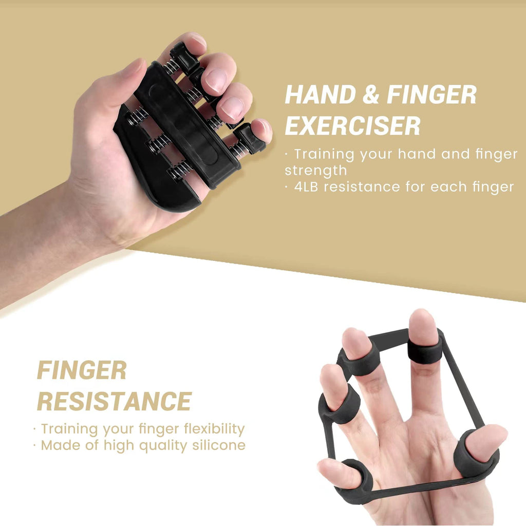 Flyfe Grip Strength Trainer Kit (5 Pack), Forearm Strengthener, Hand Squeezer Adjustable Resistance, Finger Stretcher, Grip Ring