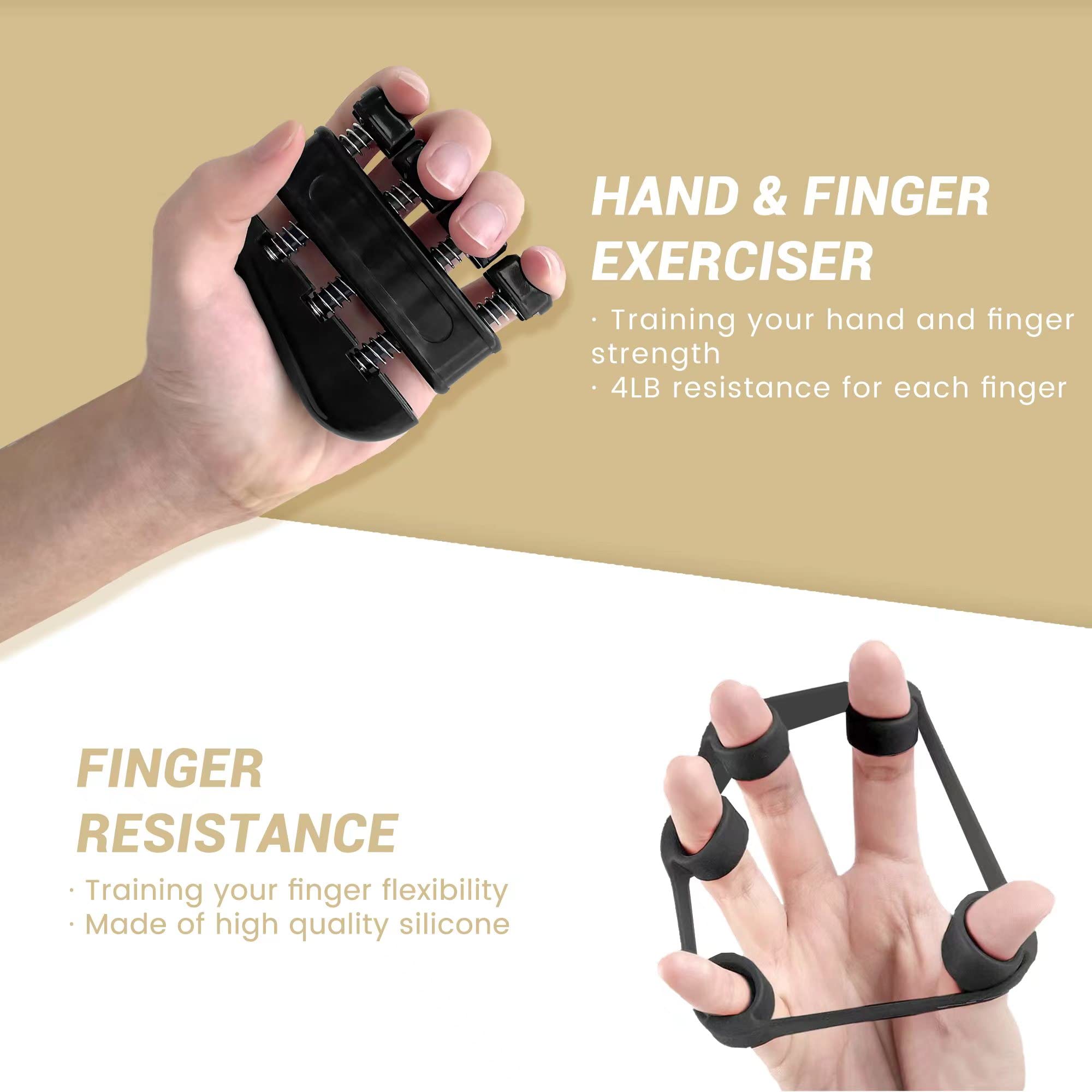 Flyfe Grip Strength Trainer Kit (5 Pack), Forearm Strengthener, Hand Squeezer Adjustable Resistance, Finger Stretcher, Grip Ring