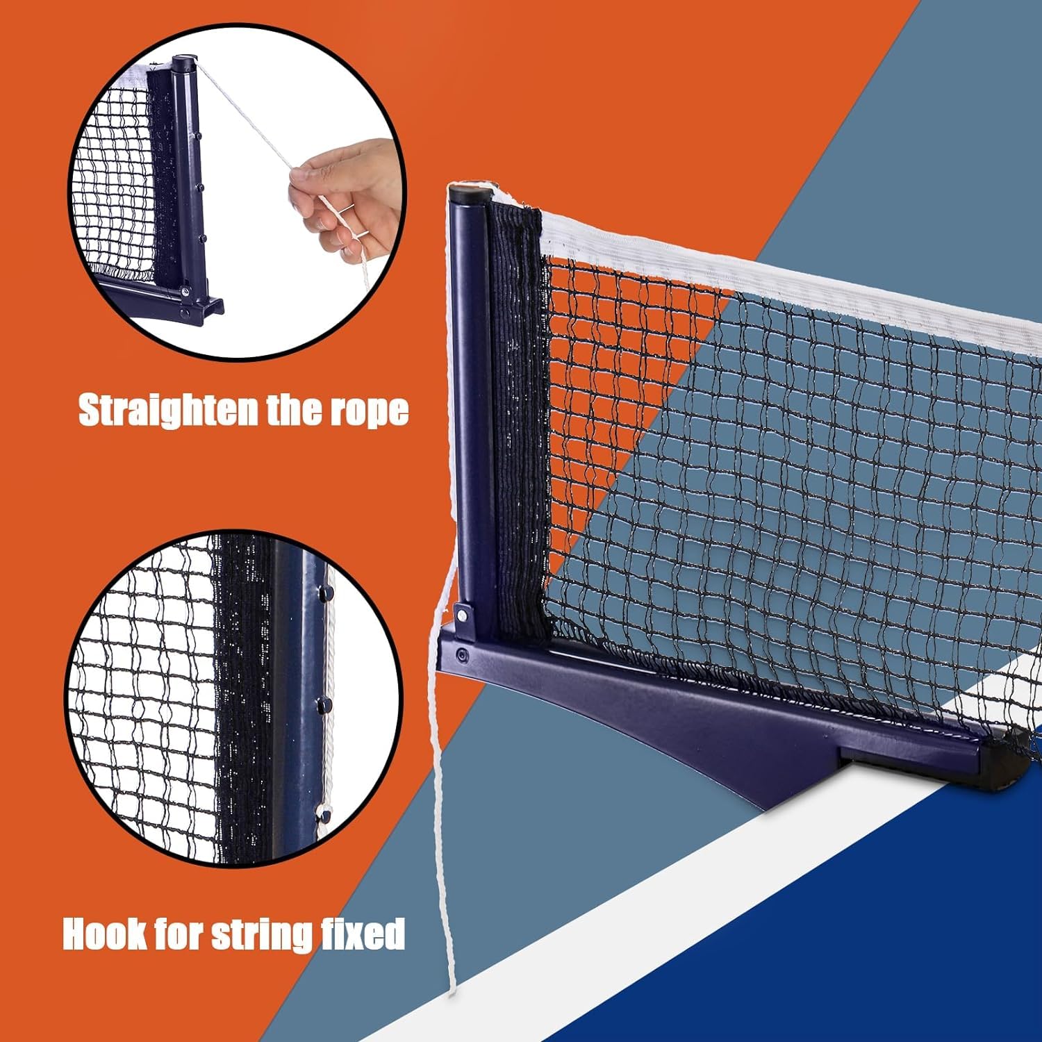 Yiliaw Collapsible Table Tennis Net 72Professional Steel Pingpong Net Clip Grip Mesh Training Competition Portable Tension Adjus