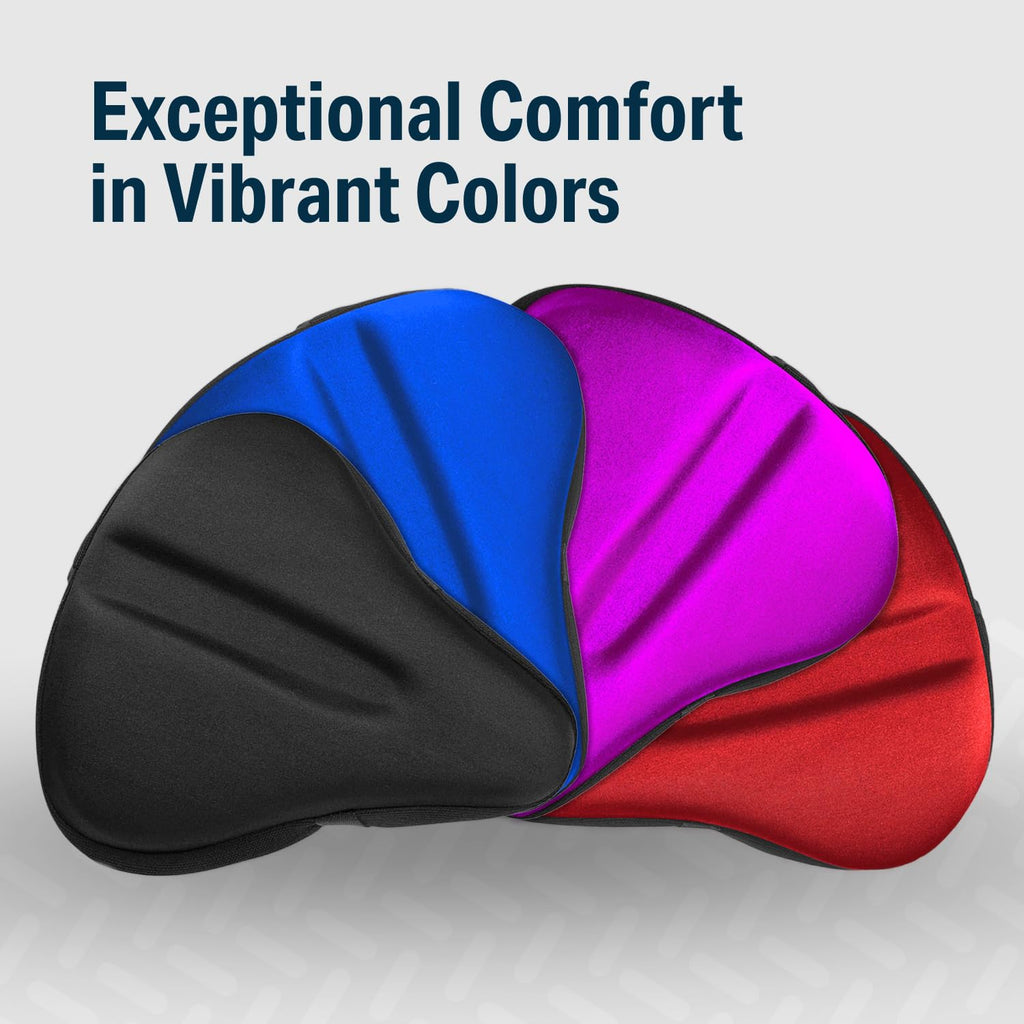 Bikeroo Bike Seat Cushion - Padded Gel Wide Adjustable Cover For Men & Womens Comfort, Compatible With Peloton, Stationary Exerc