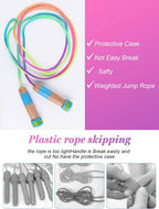 2 Pcs Jump Rope For Kids Adjustable, Lorvain Rainbow Skipping Rope, Kids Jump Ropes With Wooden Handle For Girls Boys, Weighted