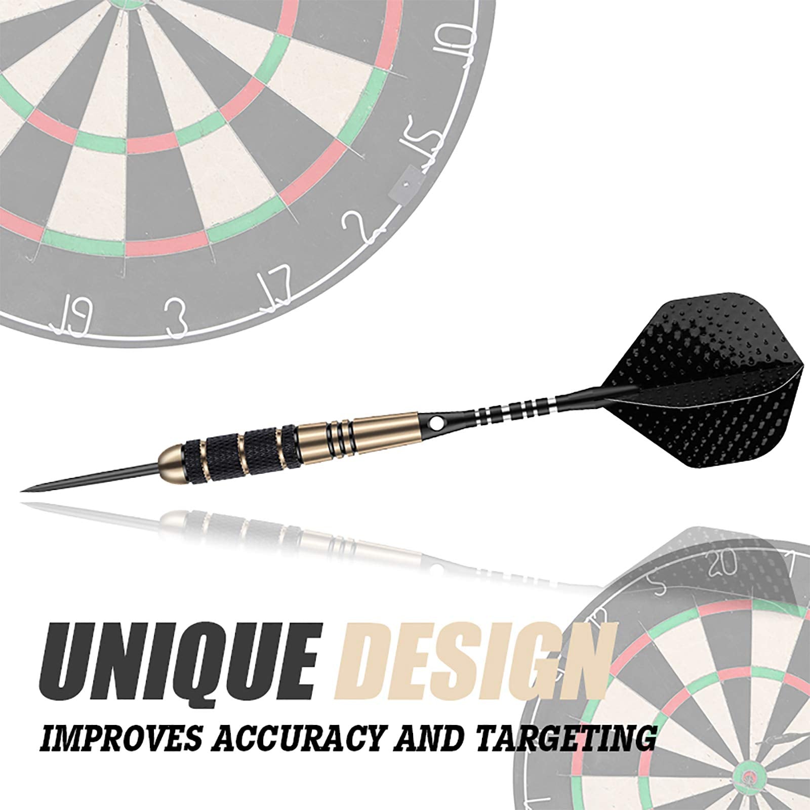 Sanfeng Steel Tip Darts Set For Dartboard, Professional Darts With Metal Tip 24 Grams, Brass Barrel + Black Aluminium Nylon Shaf