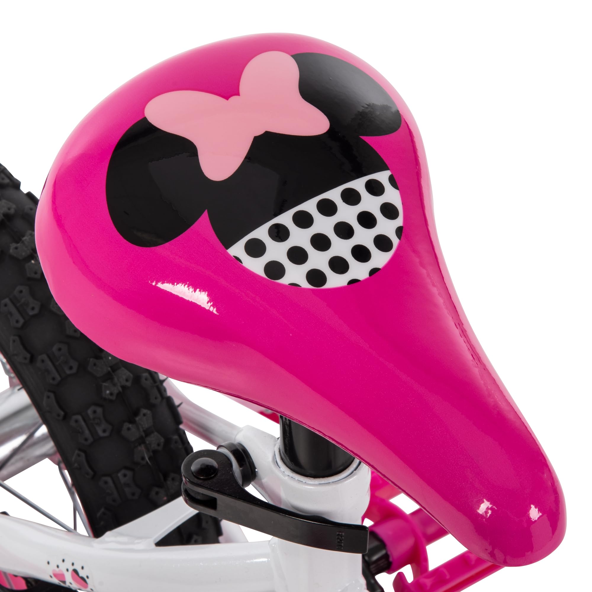 Huffy Disney Minnie 12'' Sparkly Snow Girls' Bike, Ideal For Ages 3-5 Years Old, Removable Training Wheels, Playful Design, Stur