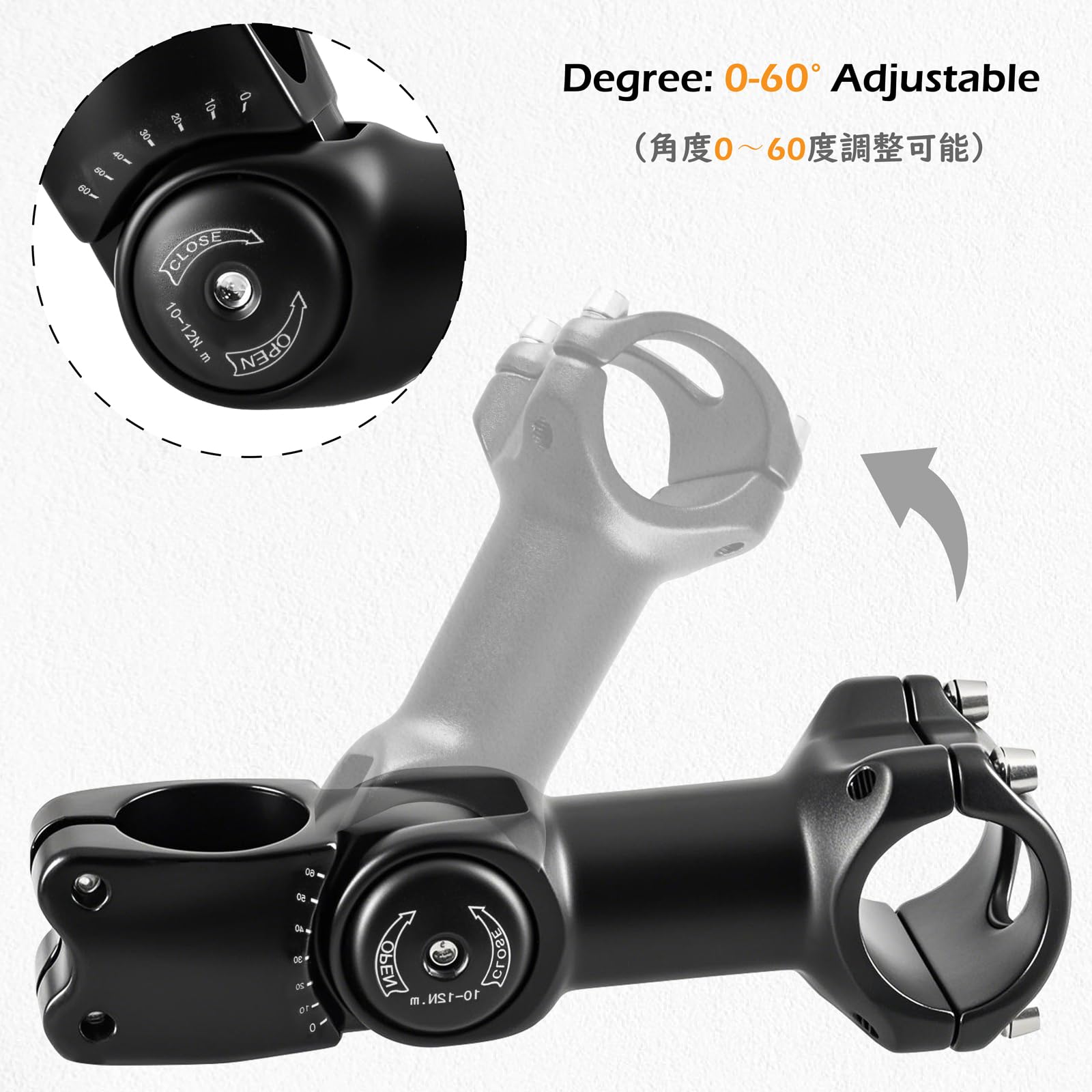 Triwonder Bike Stem 25.4 31.8 Adjustable 60 Degree 90Mm 110Mm 130Mm Bike Handlebar Extender Stem Riser Bicycle Handle Bar Extens