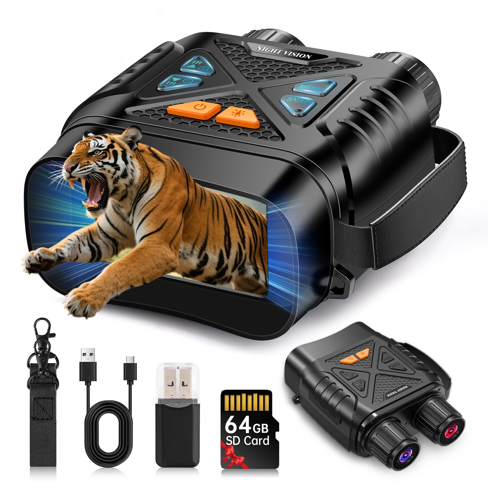 Night Vision Goggles, Night Vision Binoculars for Adults 10X Digital Zoom 7X Infrared Binoculars with 64GB TF Card for Photos an