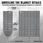 Zippies 3M Thinsulate Insulation Puffy Camping Blanket For Cold Weather, Queen Size Warm Camping Quilt With Zipper, Waterproof O