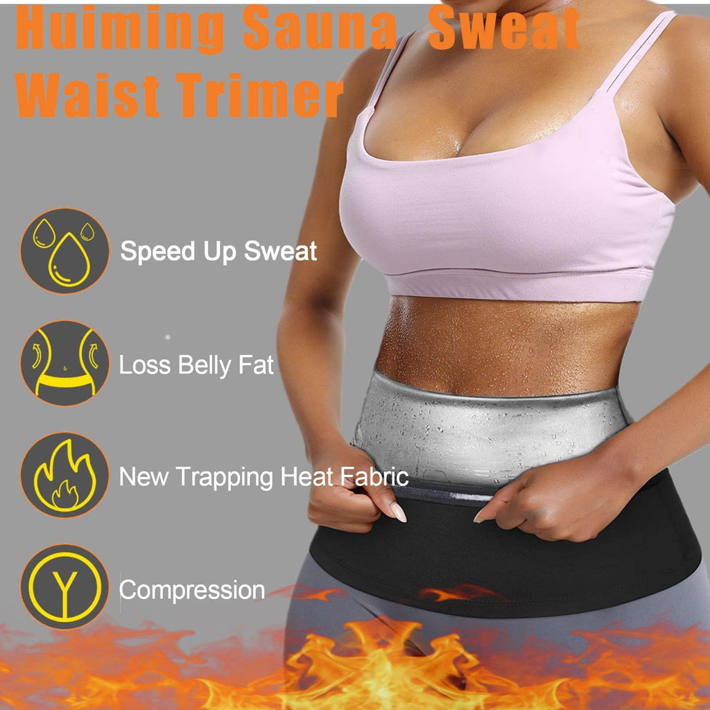 huiming Sauna Suit Waist Trimmer for Women Waist Trainer sweat band for stomach Belt Lower Belly Plus Size (Silvery, Large-X-Lar