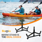 Bonnlo Freestanding Kayak Stand for Canoe, Boat, Paddle Board, SUP, Surfboard - Indoor/Outdoor Storage, Lockable Wheels, Adjusta