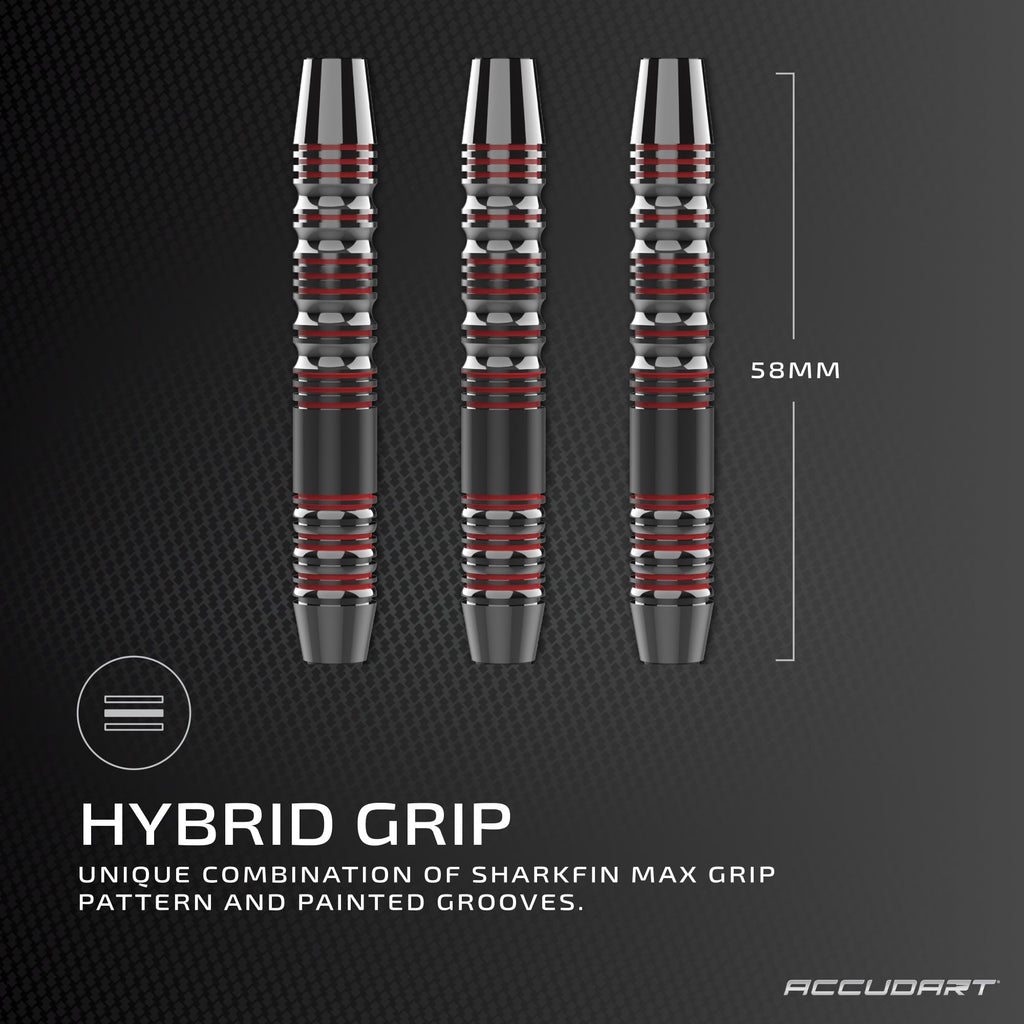 Accudart Soft Tip Dart Set 3.0 - Gunmetal Finish Steel Barrel - Hybrid Grip - Polycarbonate Shafts - Standard Shape Flights - Dr