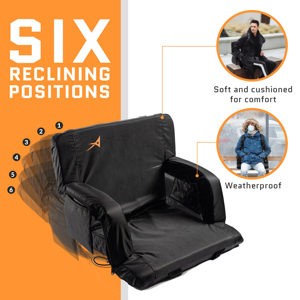 Aceletiqs Stadium Seats For Bleachers With Back Support - Usb Battery Included - Upgraded 3 Levels Of Heat - Foldable Chair - Cu