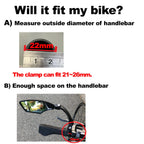 Hafny New Handlebar Bike Mirror, Hd Blast-Resistant, Safe Crystal Clear Glass Mirror, Adjustable Rotatable Bike Mirror, Rearview