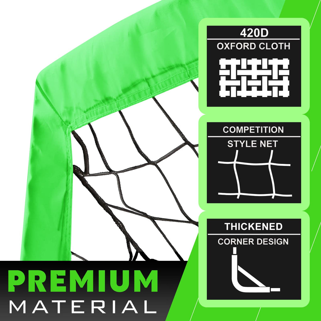 Runbow 6X4 Ft Portable Kids Soccer Goal For Backyard Practice Soccer Net With Carry Bag (6X4 Ft, Green, 2 Pieces)