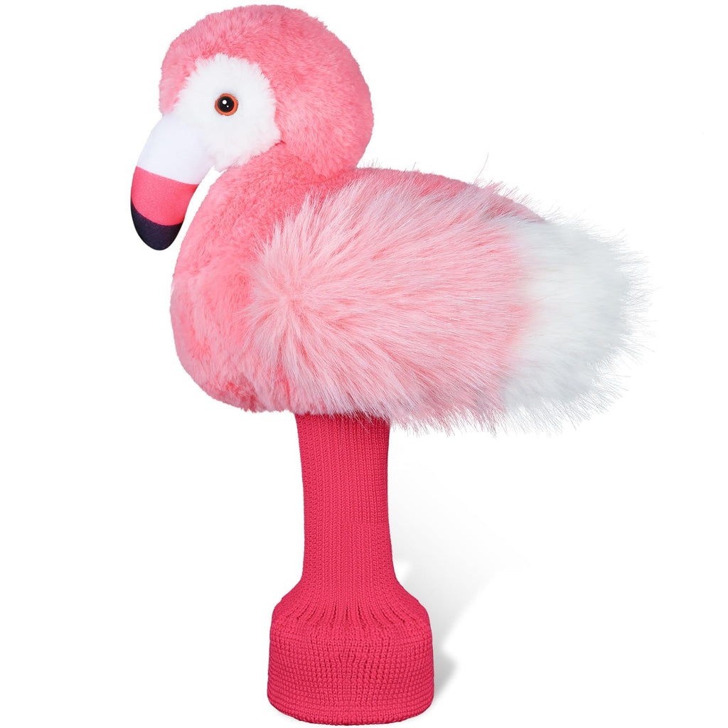 Mytag Pink Flamingo Driver Headcover Funny Golf Headcover Plush Cushioning Protect Long Sock Cover Club Shaft