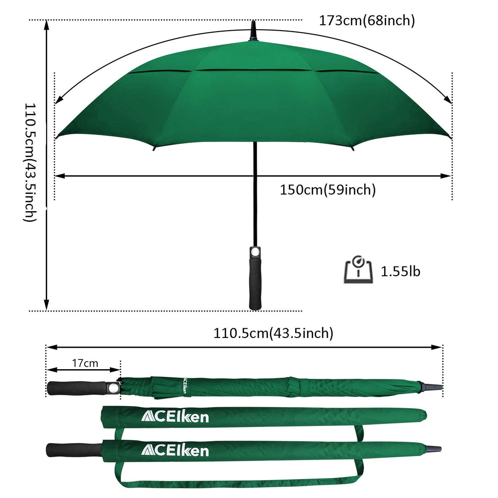 Aceiken Golf Umbrella Large 58/62/68 Inch Automatic Open Golf Umbrella Extra Large Oversize Double Canopy Vented Umbrella Windpr