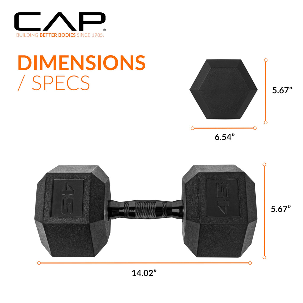 Cap Barbell 45 Lb Coated Hex Dumbbell Weight Pair With Black Handle