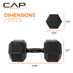 Cap Barbell 45 Lb Coated Hex Dumbbell Weight Pair With Black Handle