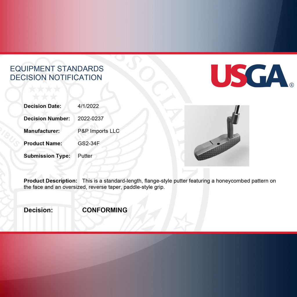 Gosports Gs2 Tour Golf Putter - 34Right-Handed Mallet Putter With Milled Face, Choose Oversized Fat Grip Or Traditional Grip