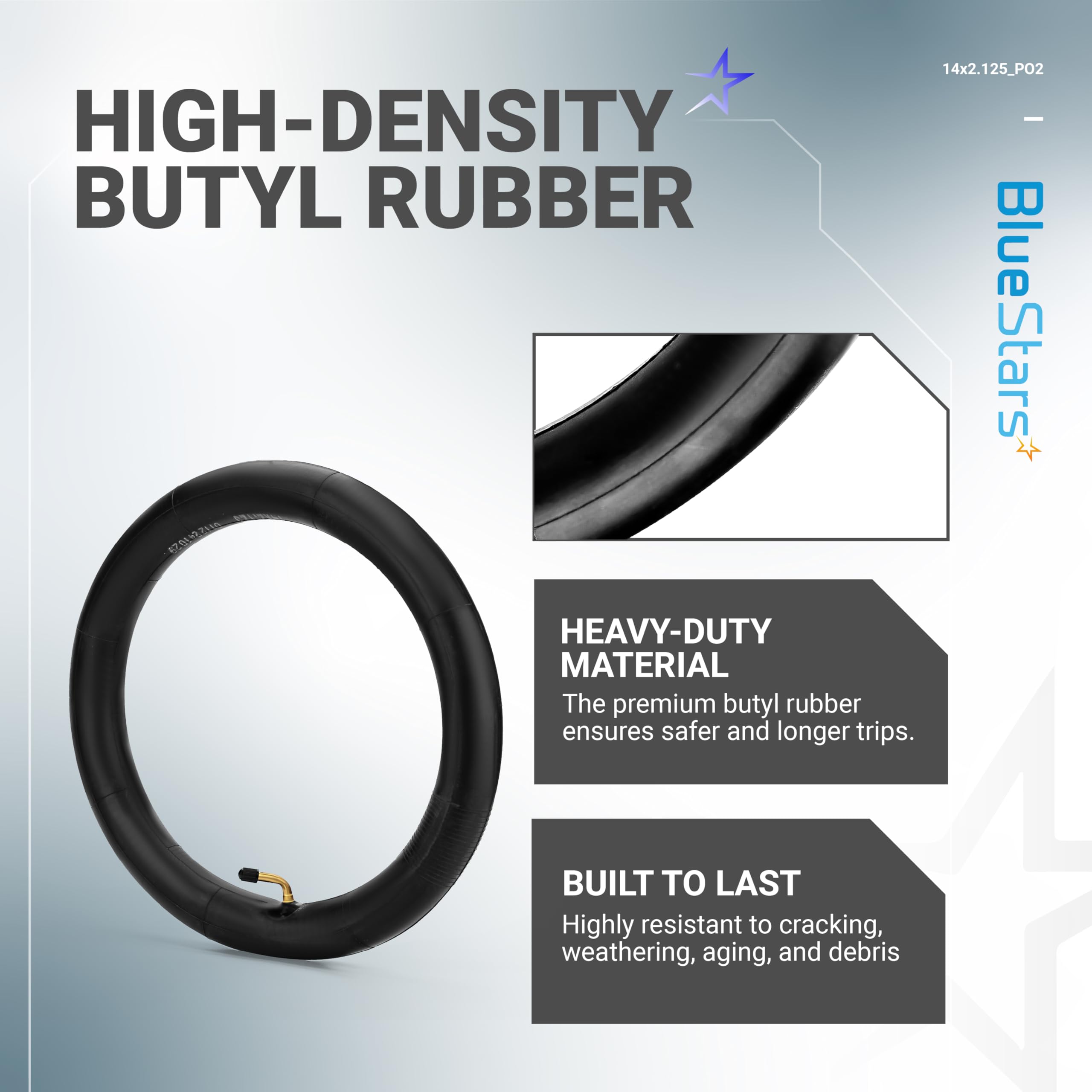 Bluestars 2 Packs Heavy-Duty 14X2.125 Bike Inner Tubes With Angled Valve Stem - Replacement Inner Tube For Electric Bike, E-Bike