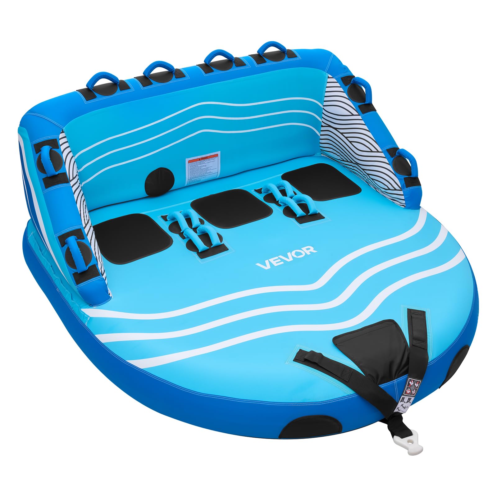 VEVOR Towable Tubes for Boating, 3-Rider Inflatable Towable Tube for Boat to Pull, 510 lbs Capacity Water Sports Boating Tubes -