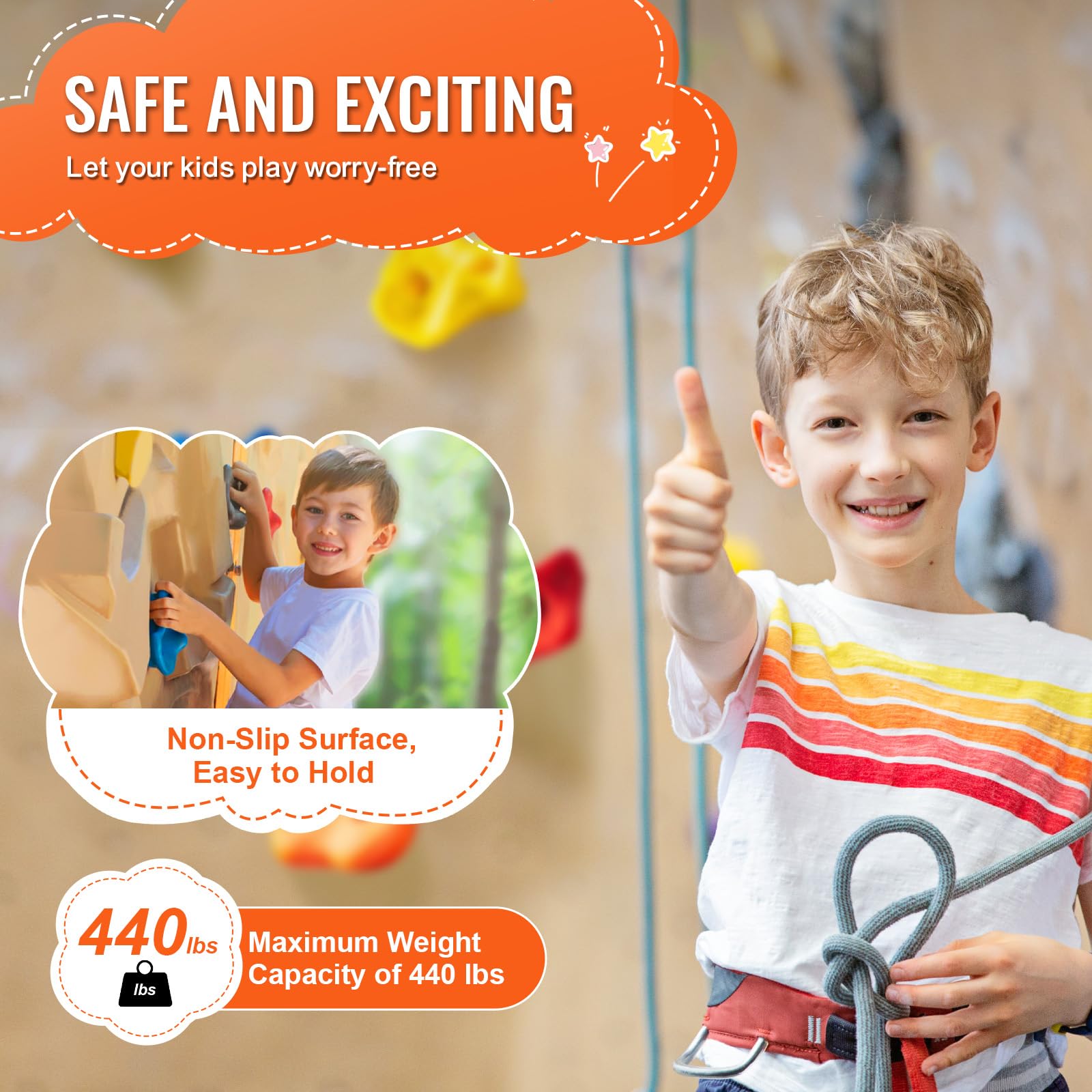 Vevor 25 Rock Climbing Holds For Kids And Adults, Multi-Colored Climbing Rock Wall Grips For Indoor And Outdoor Playground Play
