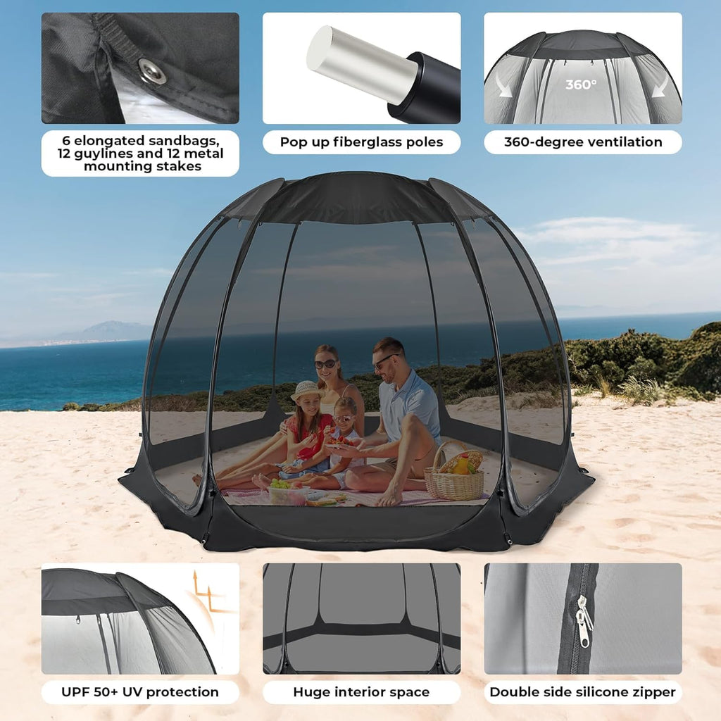 Alvantor Pop Up House Tent, Outdoor Screen Room, Canopy Tent With Uv Resistant, Easy Up Foldable Screen House For Camping Garden