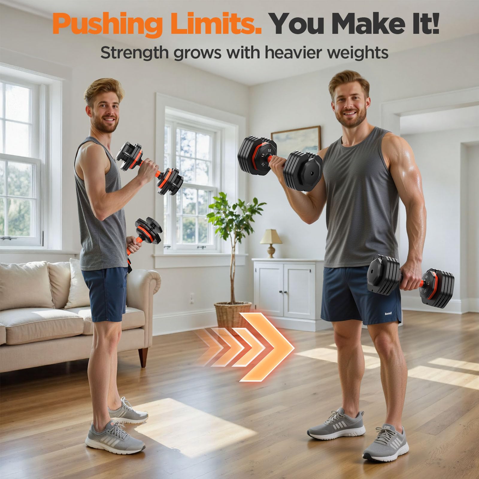 2025 Updated Adjustable Dumbbell Set of 2, 5-IN-1 Weights Dumbbell Set with Storage Box, 25lbs/55lbs Adjustable Weights with Ant