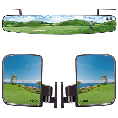10L0L Newest Golf Cart Folding Side Mirror And Panoramic Rear View Mirror Kit For Ezgo, Club Car, Yamaha,Golf Cart Accessories,