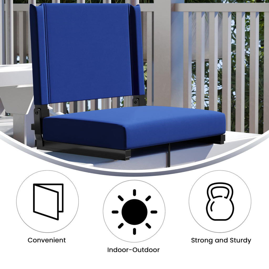 Flash Furniture Grandstand Portable Stadium Seat For Bleachers Or Benches, Folding Padded Stadium Chair With Carrying Handle, 50