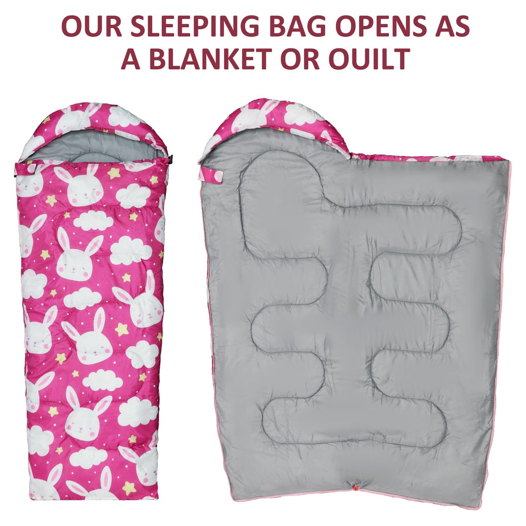 Kids Sleeping Bags - Camping Sleeping Bags With Carry Bag - Compact Sleeping Bag For Hiking, Backpacking 3 Season Warm & Cool We