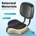Extra Wide Bike Seat With Backrest And Comfortable Ergonomic Design For Men And Women - Adjustable Height Leather Saddle Pad For