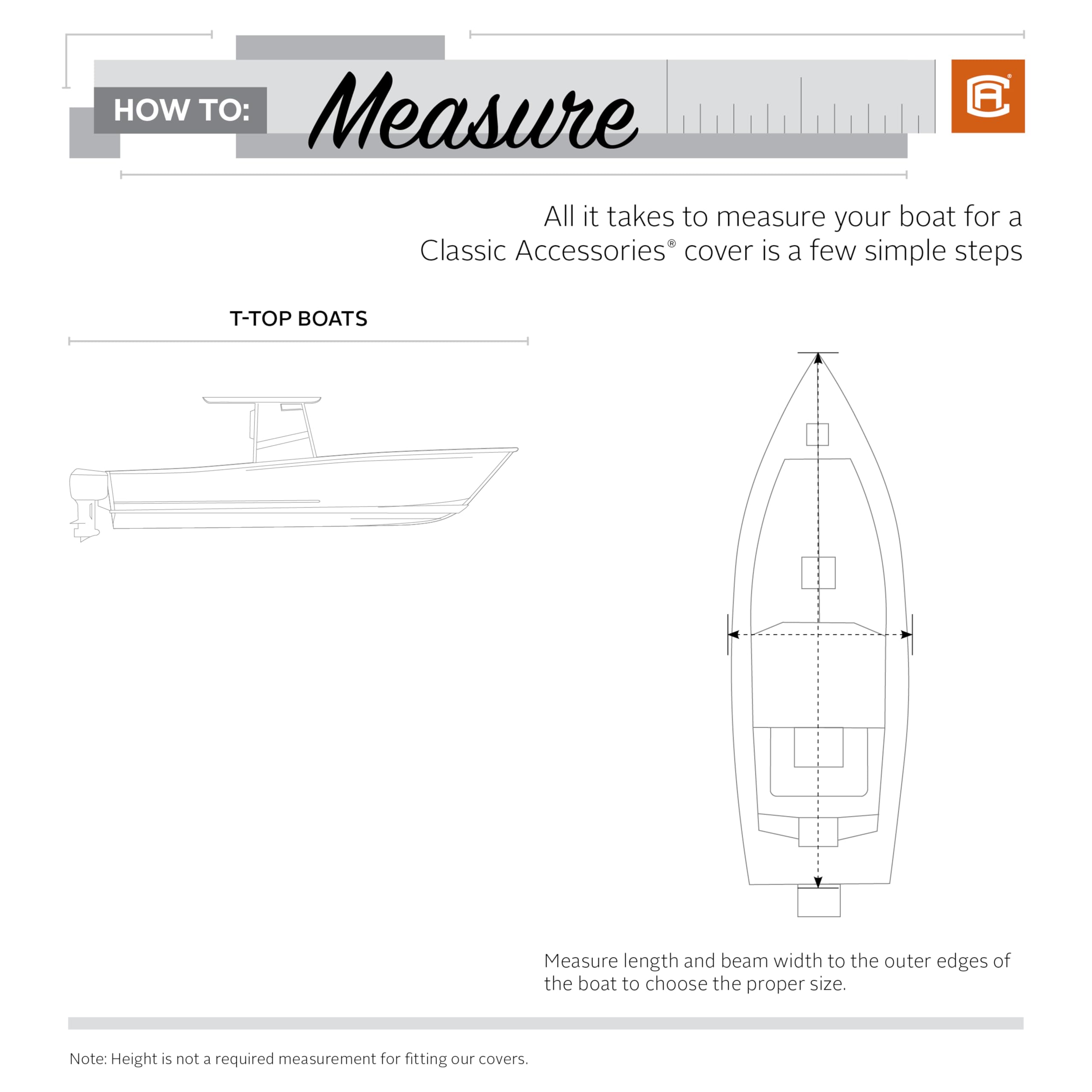 Classic Accessories Stormpro Dark Grey Heavy-Duty T-Top Boat Cover, Fits Boats 17 Foot - 19 Foot L X 102 Inch W, Marine Grade Fa